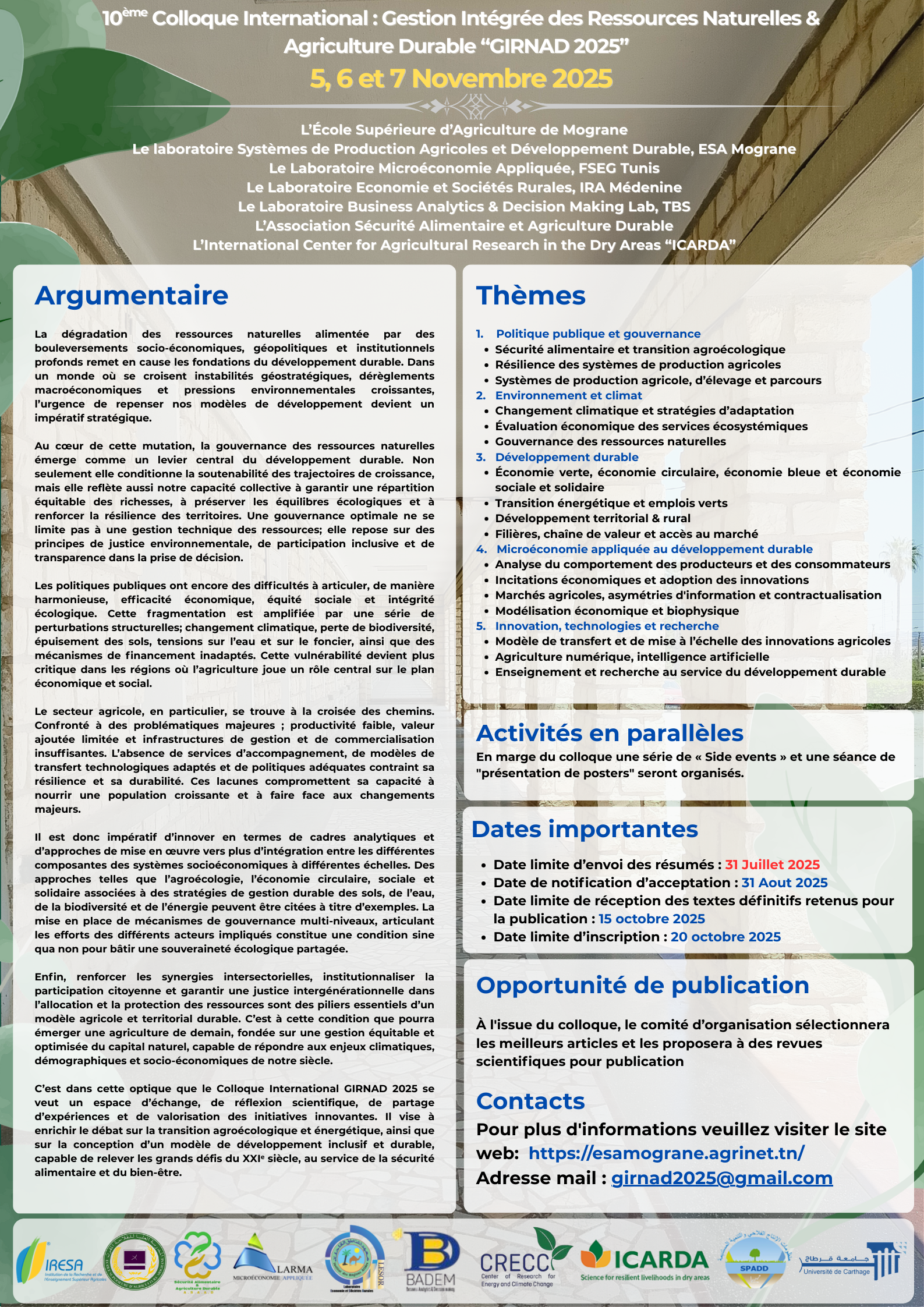 10ème Colloque International-GIRNAD 2025